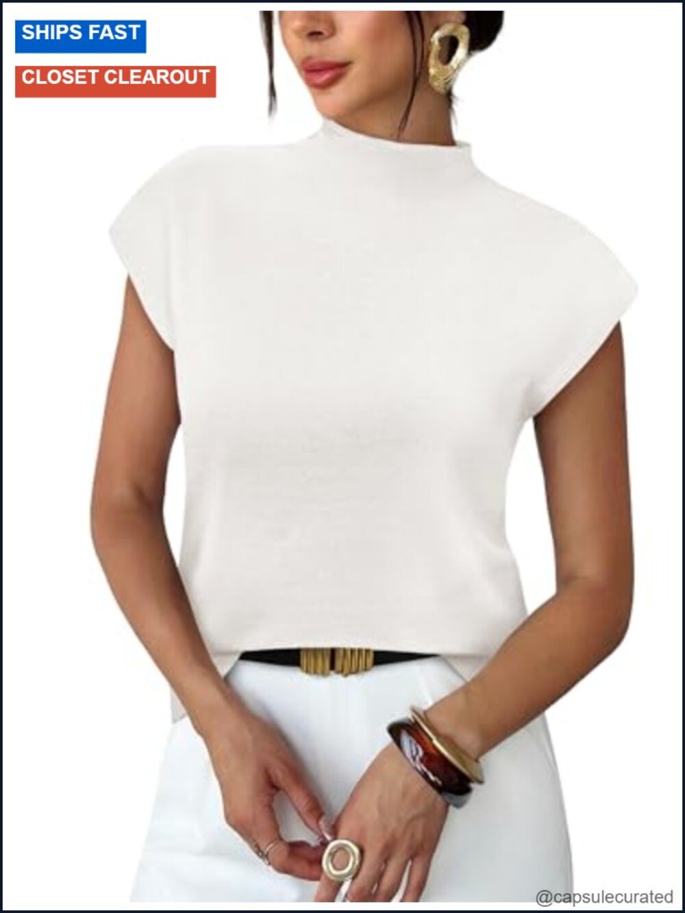 Women's Mock Neck Knit Pullover Short Sleeve Sweater Dressy Casual Summer Top